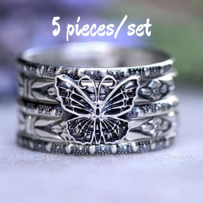 Juego de Anillos Mariposa Retro Tendencia Europa y América - Image 5