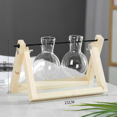 Maceta Hidropónica de Vidrio con Soporte de Madera Colgante - Image 10