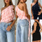 Blusa Asimétrica con Volantes en Colores Sólidos