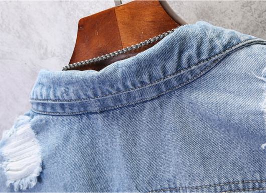 Chaqueta de Mezclilla Desgarrada con Estilo Casual - Image 15