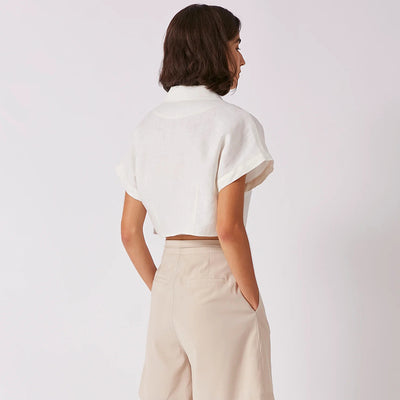 Camisa de Lino con Cuello Solapa y Manga Corta - Image 11