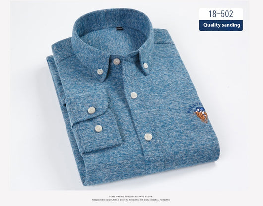 Camisa de Cuadros Algodón Peinado Manga Larga para Hombre - Casual Profesional Otoño Invierno - Image 14