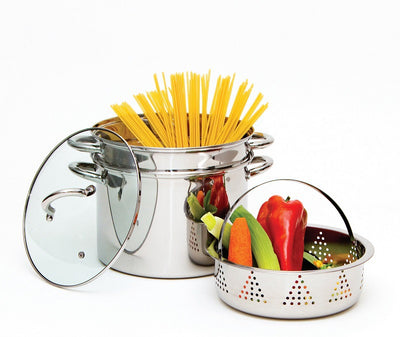 Colador de Espagueti Multifuncional 24cm - Olla Vaporizadora de Acero Inoxidable 8QT - Image 5