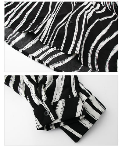 Camisa Suelta Estampado Cebra Contraste para Hombre - Manga Larga - Image 14