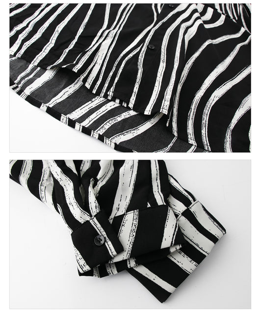Camisa Suelta Estampado Cebra Contraste para Hombre - Manga Larga - Image 14