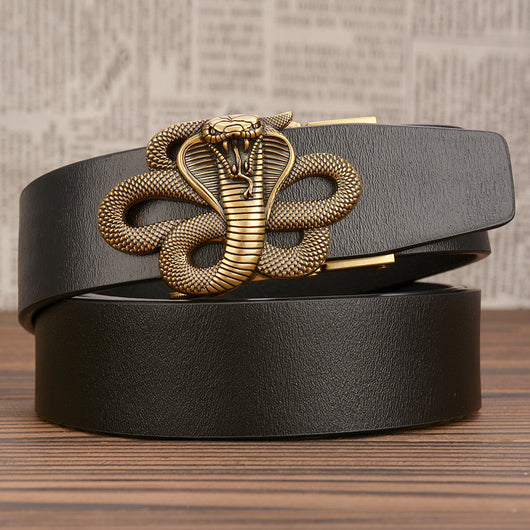 Cinturón de Cuero con Hebilla Automática Cobra para Hombre - Image 6