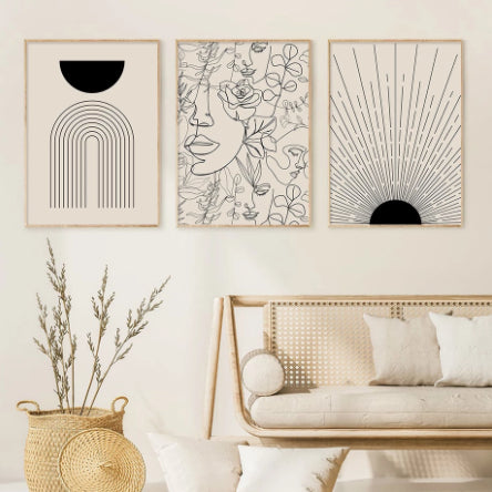 Cuadro Decorativo Boho con Líneas Abstractas