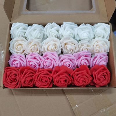 Rosas de Espuma PE con Tallo y Hojas - 25 Flores Decorativas para Bodas y San Valentín - Image 55
