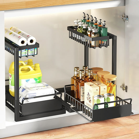 Organizador Extraíble para Fregadero con Estantes Ajustables y Almacenamiento Multiuso