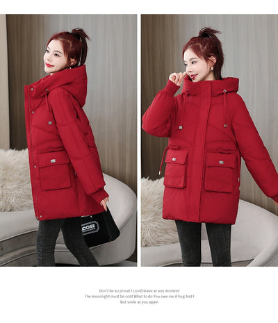 Abrigo Acolchado Grueso Talla Grande con Capucha - Algodón Cálido Invierno - Image 22