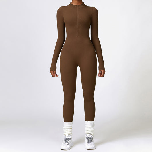 Jumpsuit Deportivo de Yoga Manga Larga con Cierre y Control Abdominal - Image 4