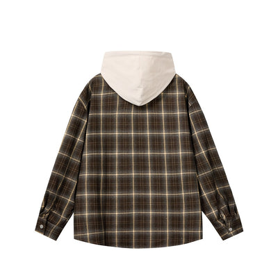 Camisa de Trabajo Cuadros Retro Americana con Capucha para Hombre - Image 25