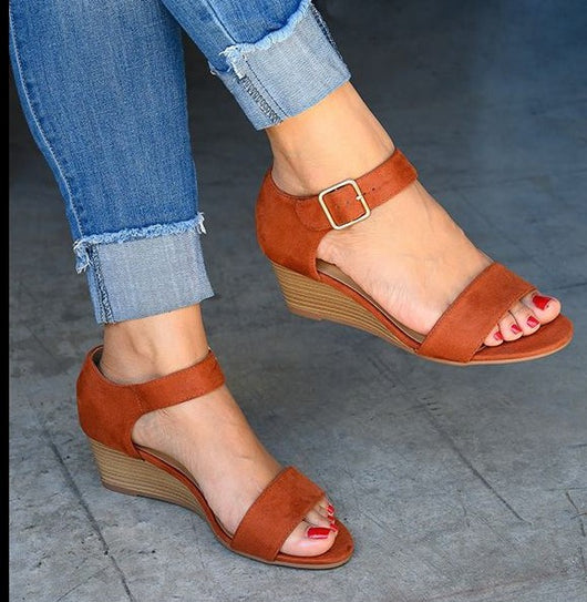 Sandalias Cuña Mujer Talla Grande con Correa Hebilla - Image 9