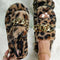 Pantuflas Étnicas Leopardo con Cadena Metálica y Felpa Suave