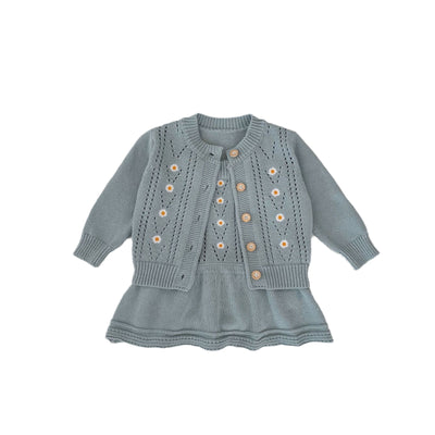 Conjunto de Abrigo Calado y Falda Tejida para Bebé - Image 5