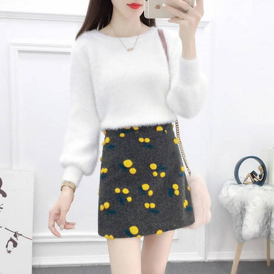 Falda Corta Estilo Occidental Lana Premium con Fragancia Delicada - Conjunto de Dos Piezas - Image 4