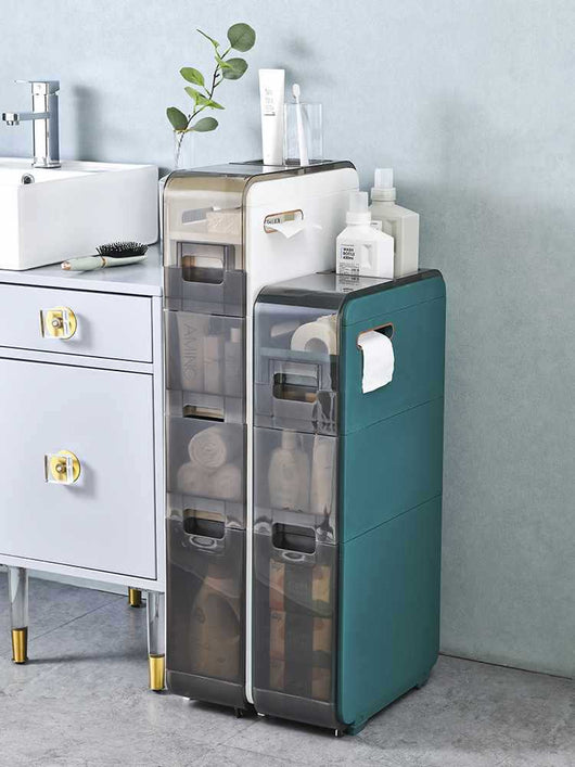 Gabinete Estrecho con Cajones para Almacenamiento de Baño - Image 4