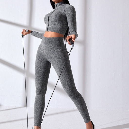 Conjunto de Yoga Mujer con Cierre, Manga Larga y Cintura Alta - Image 8
