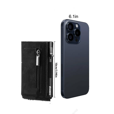 Billetera de Cuero con Patrón de Fibra de Carbono - Organizador Multifuncional para Hombre - Image 11