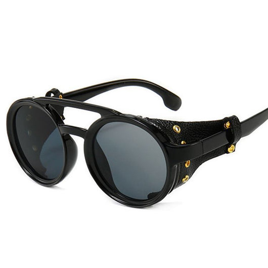 Gafas de Sol Retro Punk con Montura Redonda y Estuche de Cuero - Image 13