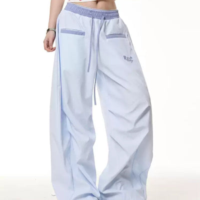 Pantalones Sueltos a Rayas Retro de Contraste para Mujer - Comodidad de Verano