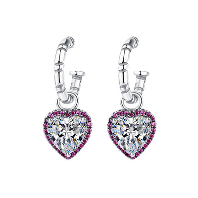 Aretes de Corazón de Durazno en Plata Esterlina con Circonitas Personalizables - Image 5