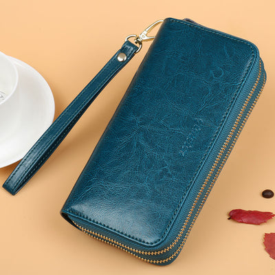Billetera Mujer Cuero Oil Wax Doble Cierre con Monedero - Gran Capacidad - Image 19