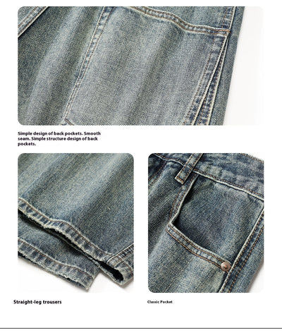 Jeans Sueltos Retro Desgastados de Pierna Ancha para Hombre - Image 10