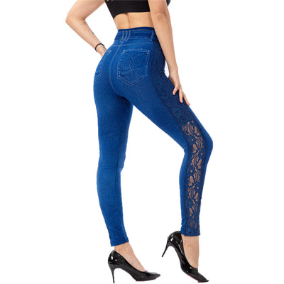 Leggins Talle Alto con Detalles de Encaje Efecto Denim - Image 17