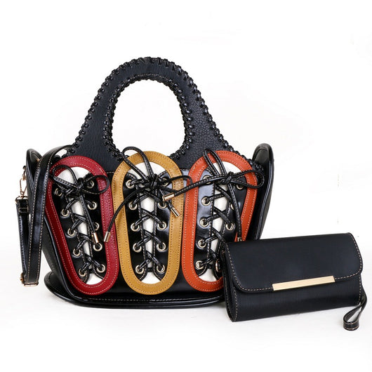 Bolso Bandolera Tejido con Detalles en Contraste para Mujer - Image 6