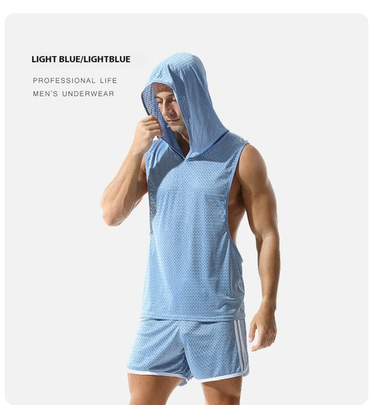 Chaleco Deportivo Mesh Capucha Hombre - Diseño Sólido - Image 13