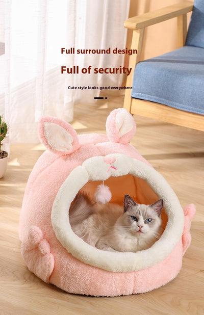 Cama Gatito Cerrada Rosa Conejo Gritón - Casa para Gatos Otoño Invierno - Image 14