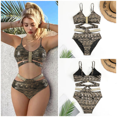 Bikini Bronceador de Cintura Alta con Abertura Lateral Estilo Europeo - Image 11