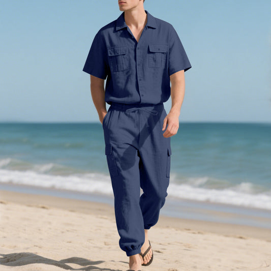 Conjunto de Trabajo Casual: Camisa Manga Corta y Pantalón