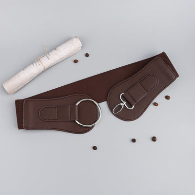 Cinturón Elástico PU Otoño Invierno para Mujer - Café y Negro Elegante - Image 19