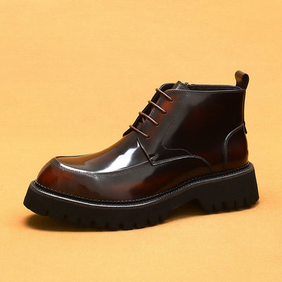 Botas Martin de Cuero Charol Plataforma con Cierre - Estilo Británico Elegante - Image 7