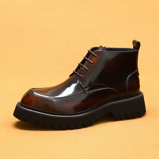 Botas Martin de Cuero Charol Plataforma con Cierre - Estilo Británico Elegante - Image 7