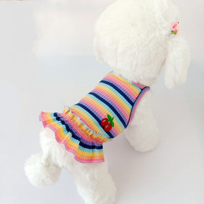 Vestido Princesa a Rayas con Estampado de Cereza para Mascotas - Image 5