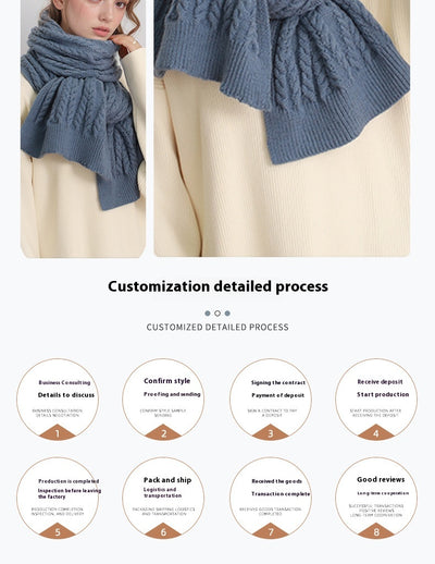 Bufanda de Lana Gruesa Otoño Invierno Estilo Europeo Americano con Textura Cashmere Artificial - Image 16
