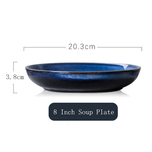 Plato de Cerámica Artesanal Azul Estrella con Esmalte Variable Horno Japonés - Image 8