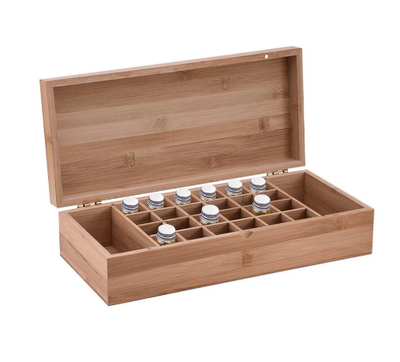 Organizador de Aceites Esenciales en Bambú Premium con 26 Compartimentos