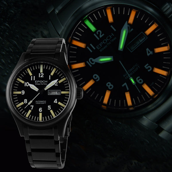 Reloj Automático para Hombre con Tubo de Luz Arcoíris Resistente al Agua