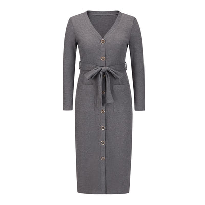 Vestido Largo Ajustado Cuello V Mujer Otoño Invierno - Image 14