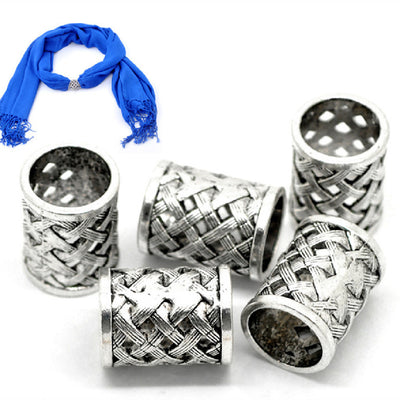 Cuentas Plata Antigua con Agujero Grande - Diseño Hueco Tallado