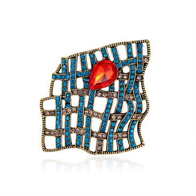 Broche Retro de Diamante Hueco en Malla Azul - Image 8