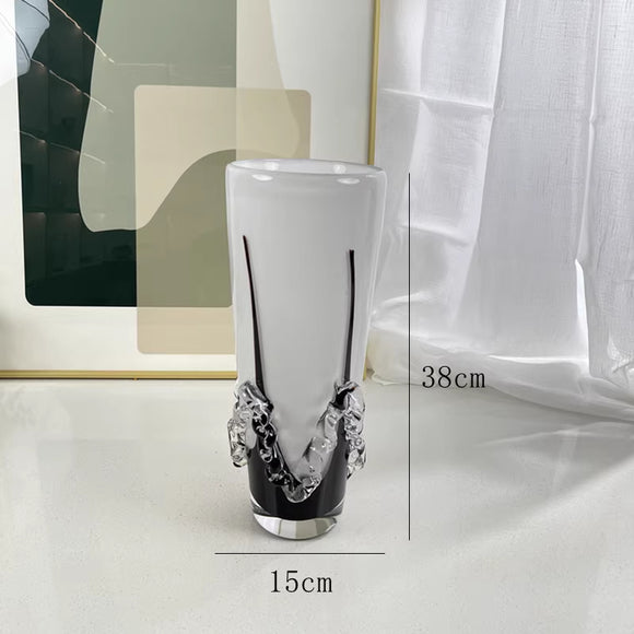Jarrón de Cristal Blanco Elegancia Clásica - Adorno Decorativo Premium