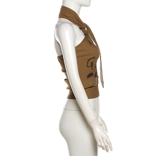 Top Halter Ajustado con Cuello Anudado y Espalda Descubierta - Image 9