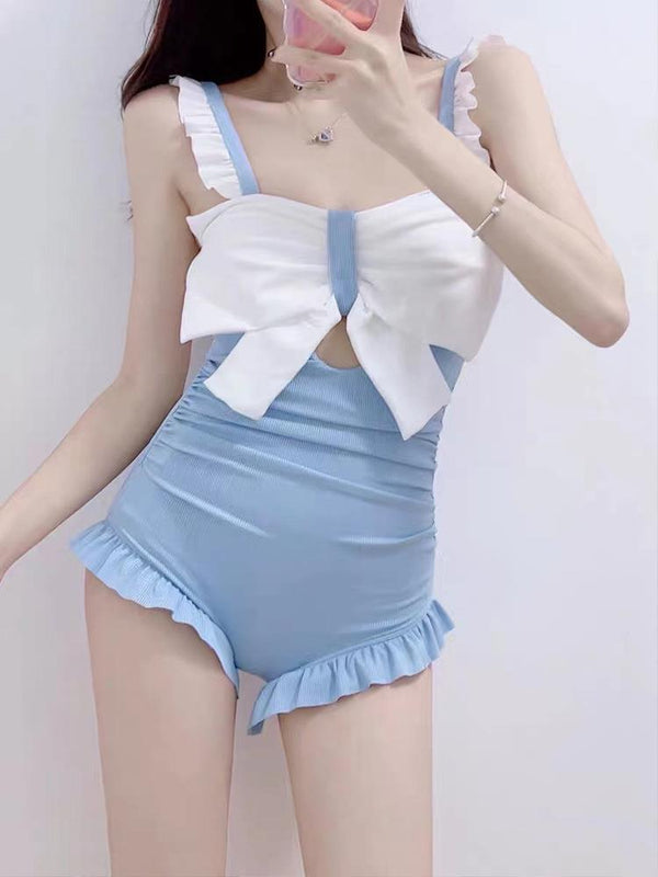 Traje de Baño Enterizo Estilo Japonés con Cintura Alta y Cobertura Abdominal