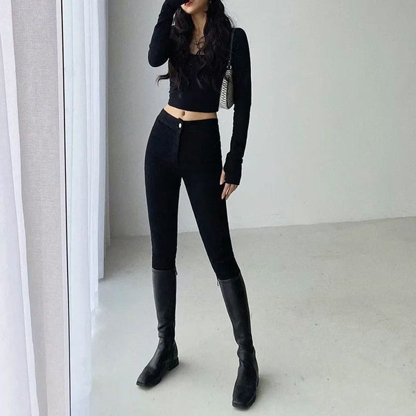 Pantalón Mopping de Cintura Alta y Piernas Largas - Diseño Versátil