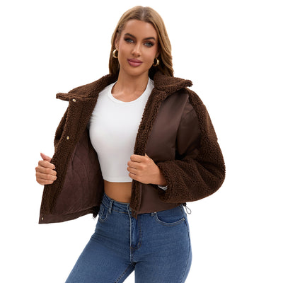 Abrigo de Lana de Cordero Oversized Retro de Manga Larga para Mujer - Image 4